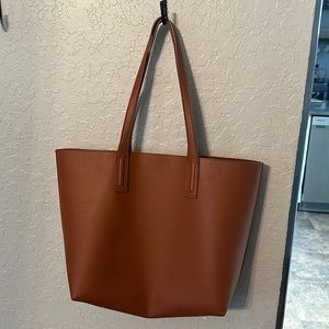 Camel faux leather tote